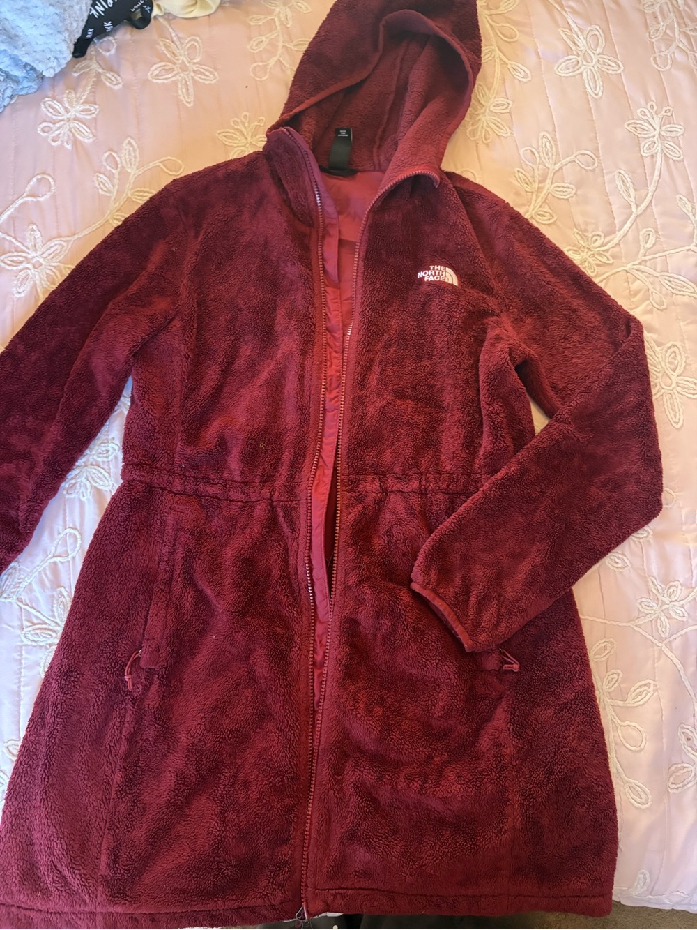 The North Face Deep Burgundy Plush Hooded Fleece Jacket